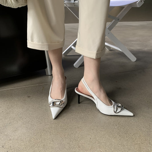 Ladies Shallow Back Slim Heel Pointed Heels