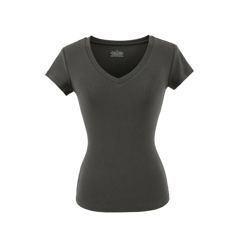 Silk Short-sleeved T-shirt Women's Short Waist-controlled Top