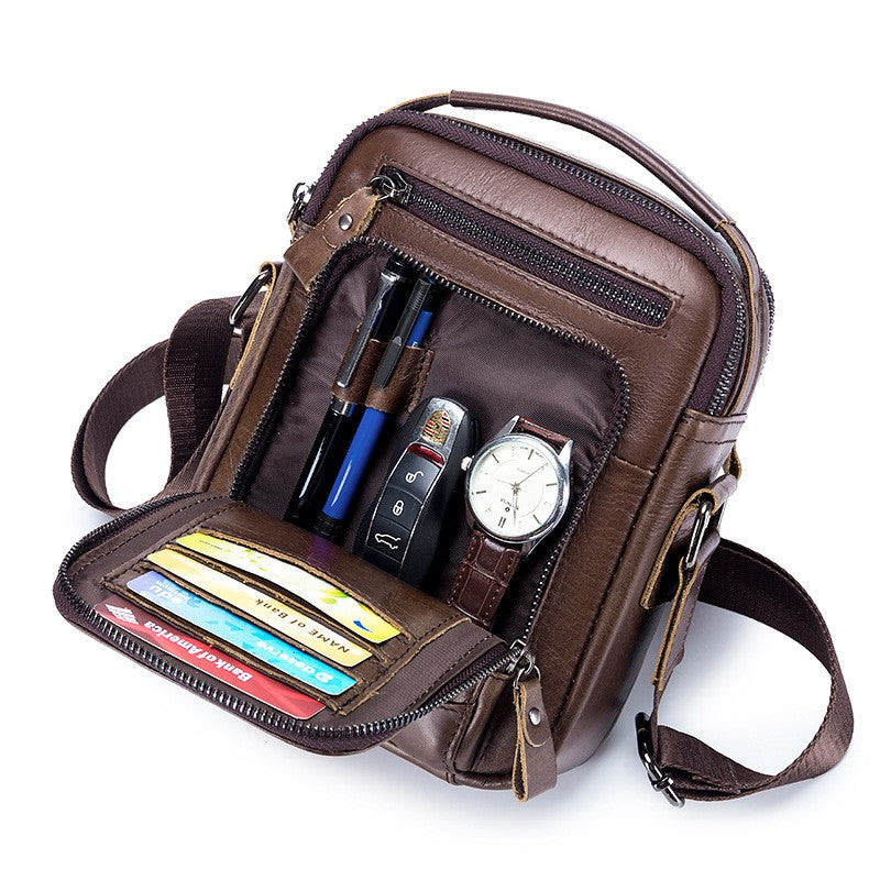 Multifunctional Leather Men's Crossbody Bag On The First Floor