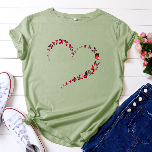 European And American Love Butterfly Cotton Short Sleeve