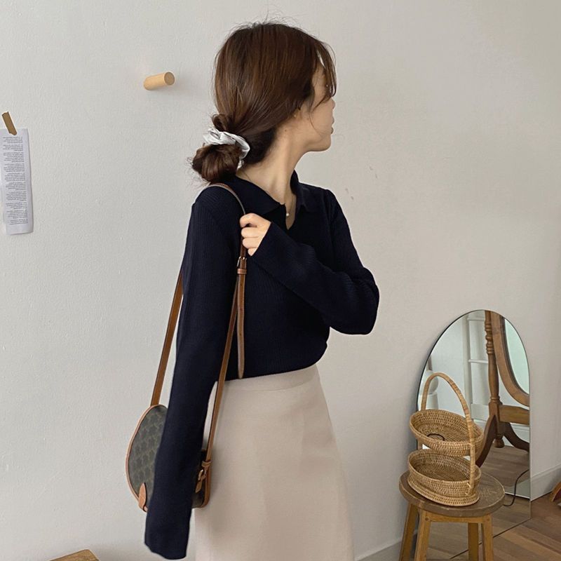 Women's Short Knit Long-sleeve Sweater