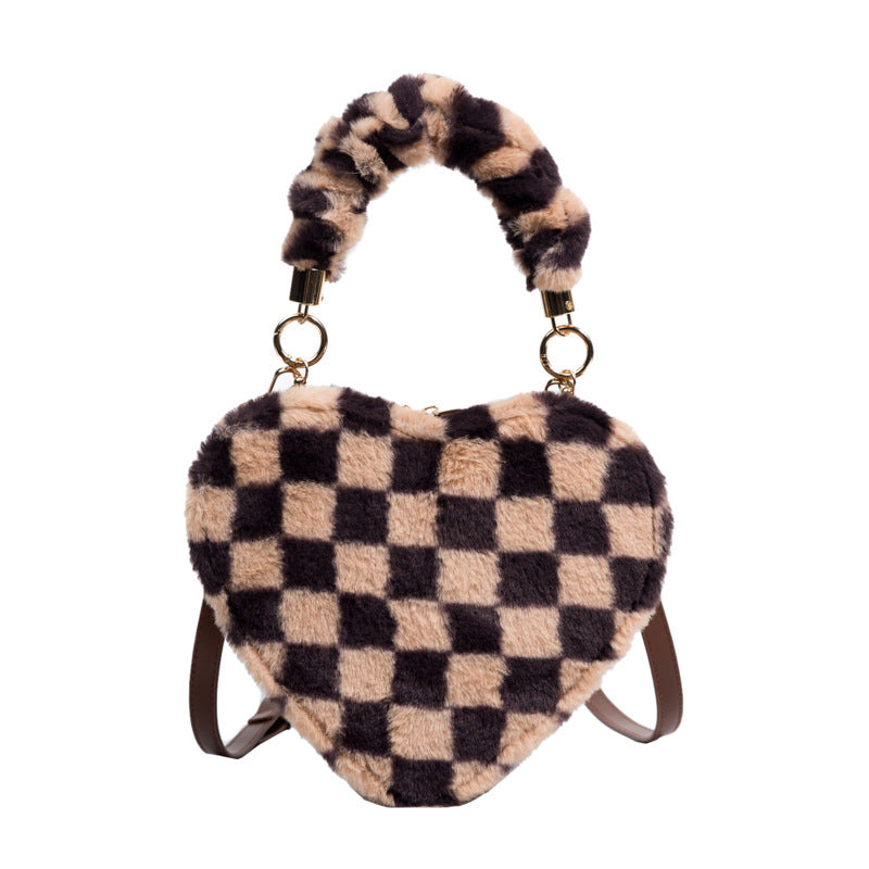 Crossbody Plys Enkel Skuldertaske Hjerteformet Armhulstaske