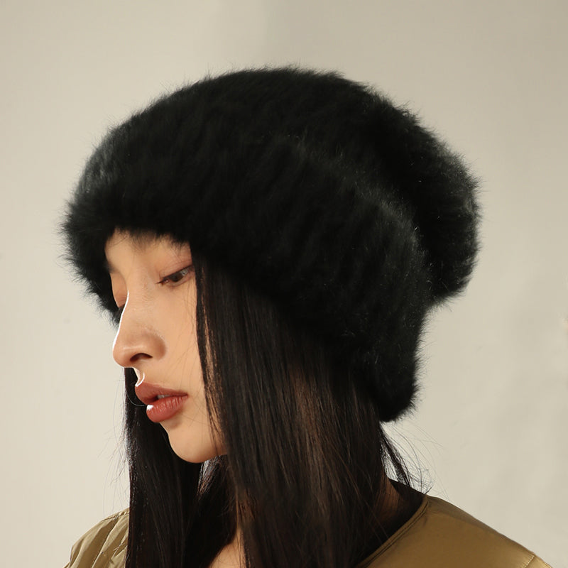 White Big Head Circumference Knitted Huge Woolen Hat