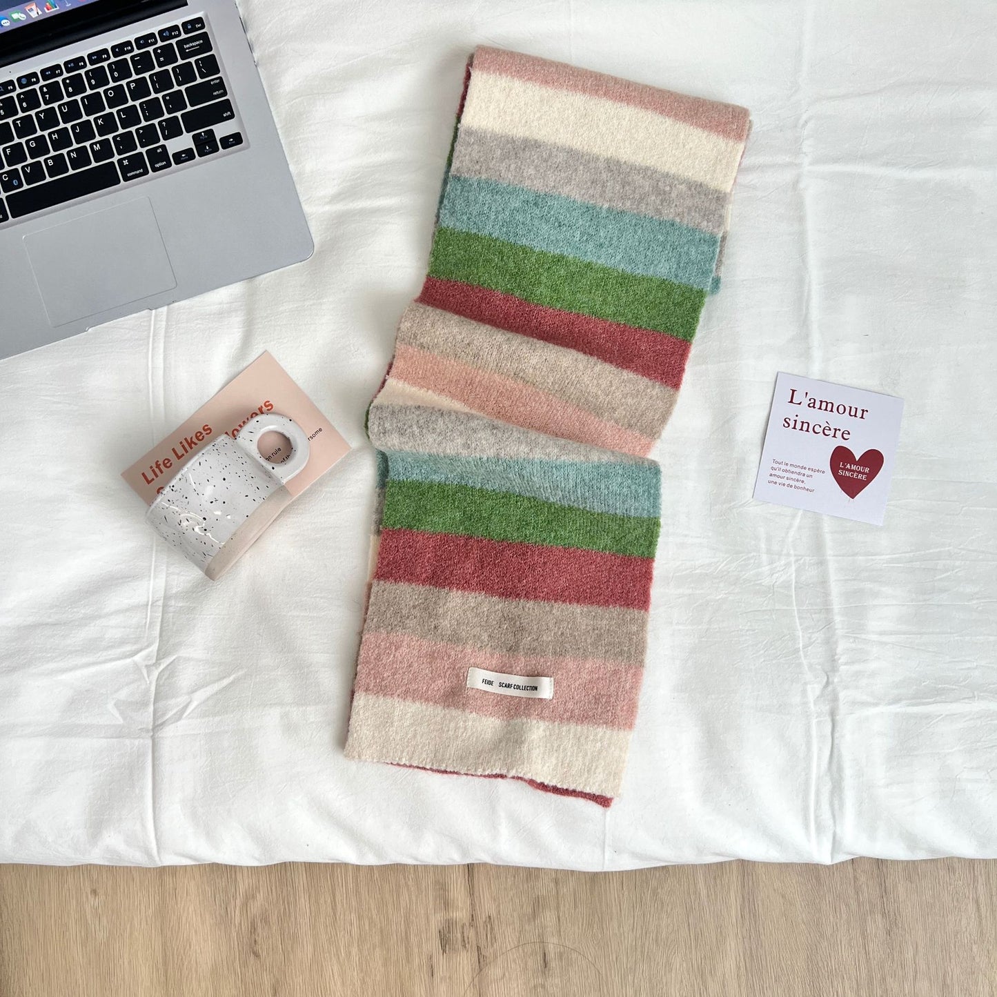 Women's Fashion Color Contrast Striped Retro Scarf