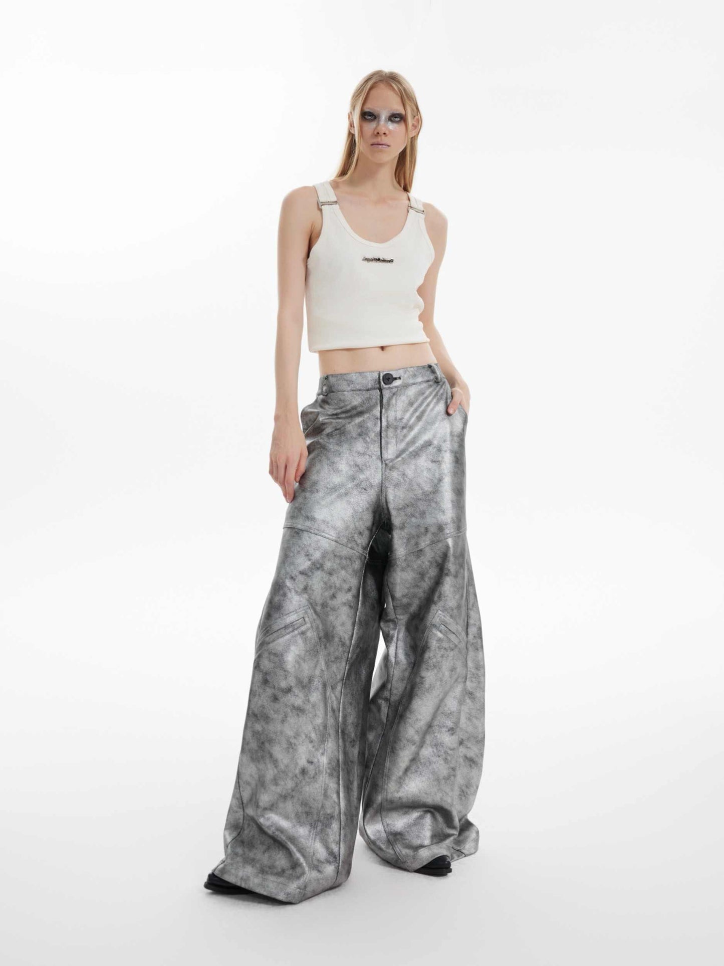 Advanced Loose Silver Wide-leg Casual Pants
