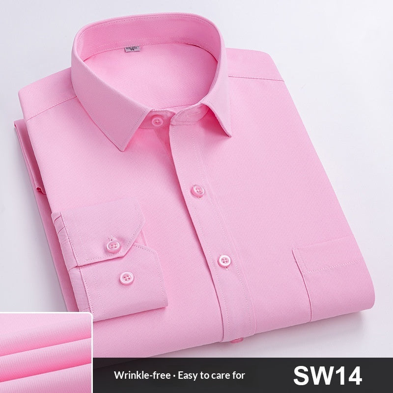 Mens Spring Blue-Striped Long-Sleeve Work Shirt