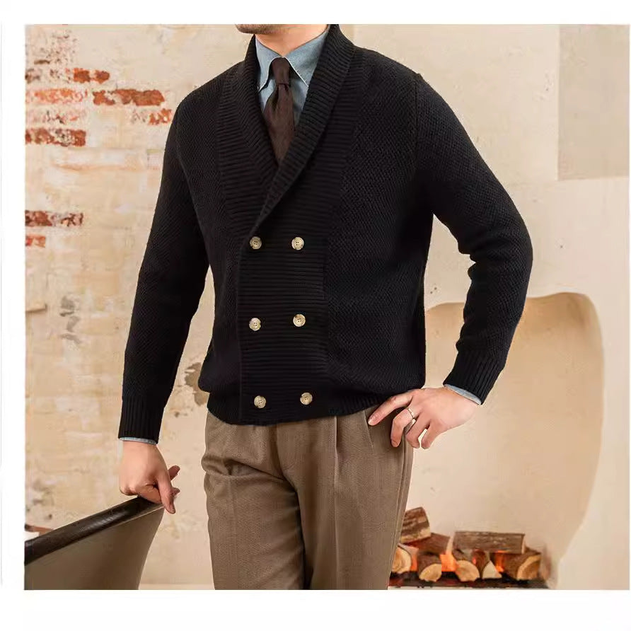 Fall Winter Men Coat V-neck Sweater Trendy Simple