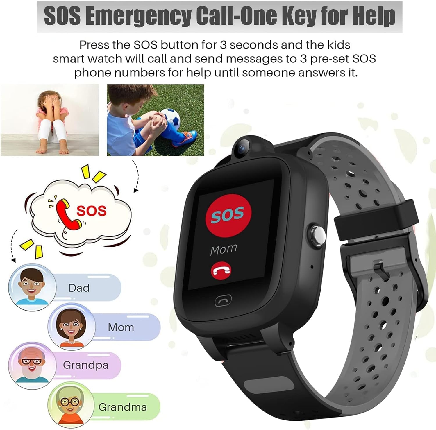 4G GPS Smart Watch Elderly Kid 3-15 Years Old Kids Global Real-Time Tracking Watches Waterproof Cell Phone Watch Child Video Chat Device SOS Alarm Camera Geo-Fence Pedometer Anti-Lost Tracker Locator