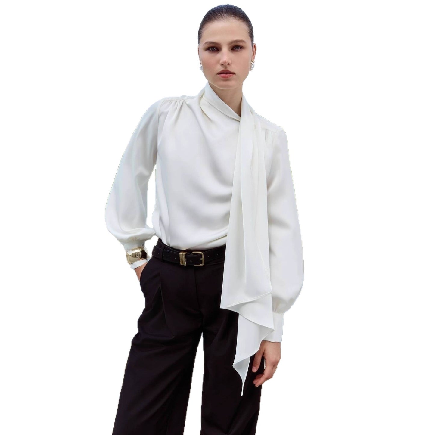 New French-style Elegant Ribbon Blouse Shirt For Women
