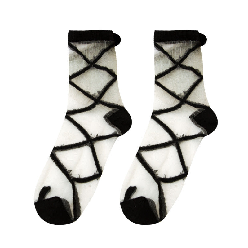 Cute Bunny Tail Soft Girl Socks Women's Mid-calf Thin Stockings