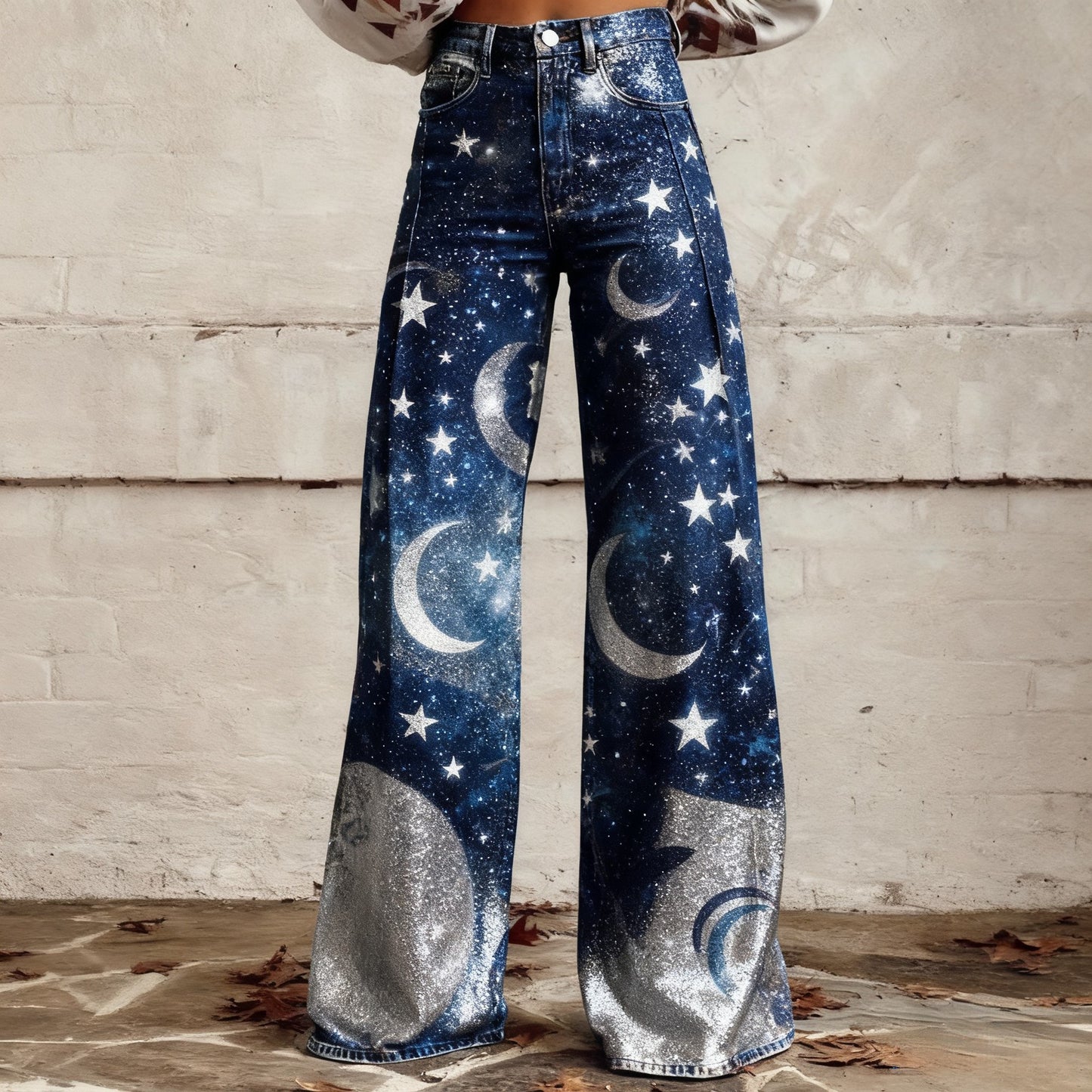 Plus-size Casual Versatile Wide-leg Pants For Women Faux Fabric