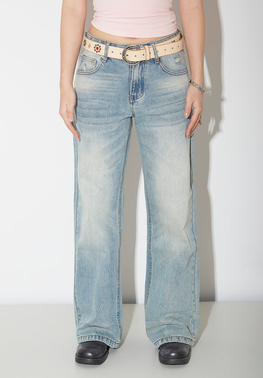 Women's Wide-leg Jeans Fashion High Waist Straight Pants