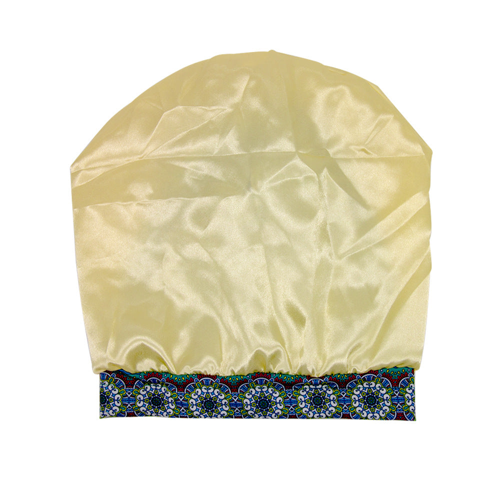 Elastic Cotton Printed Double-layer Lining Satin Nightcap