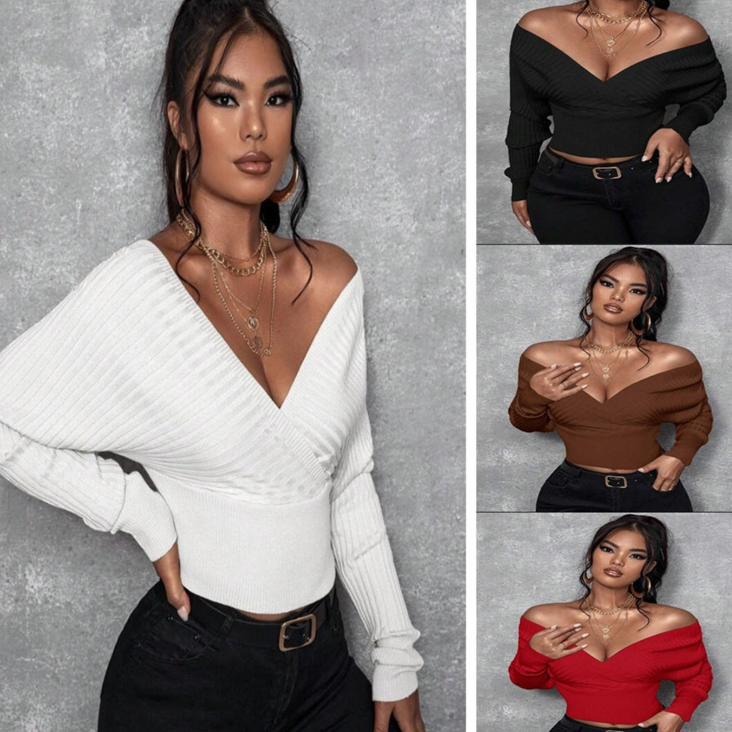 Off-shoulder Strikket Top til Kvinder (Kan bæres på to måder)