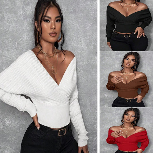 Off-shoulder Strikket Top til Kvinder (Kan bæres på to måder)