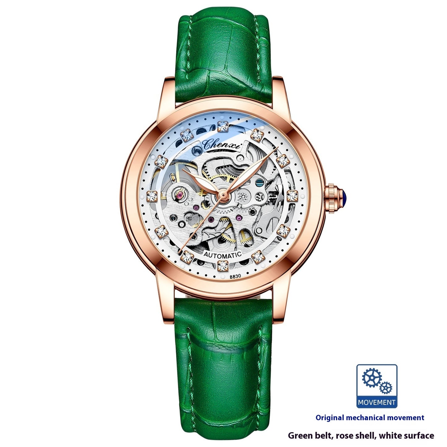 Fashion Diamond Waterproof Automatic Hollow Mechanical Watch