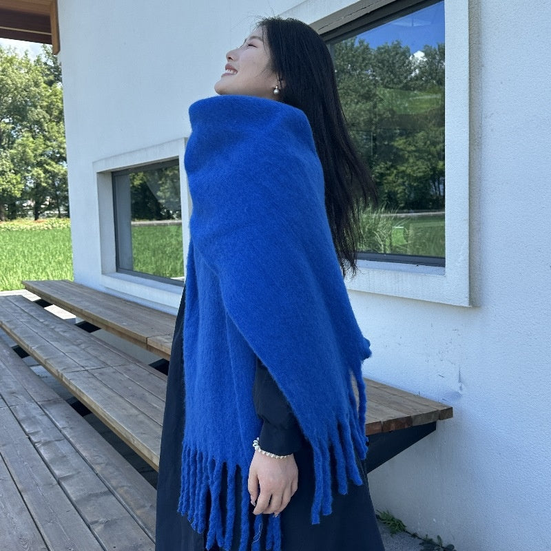Women's Korean-style Long Scarf Shawl Autumn And Winter New Warm Thickened Tassel
