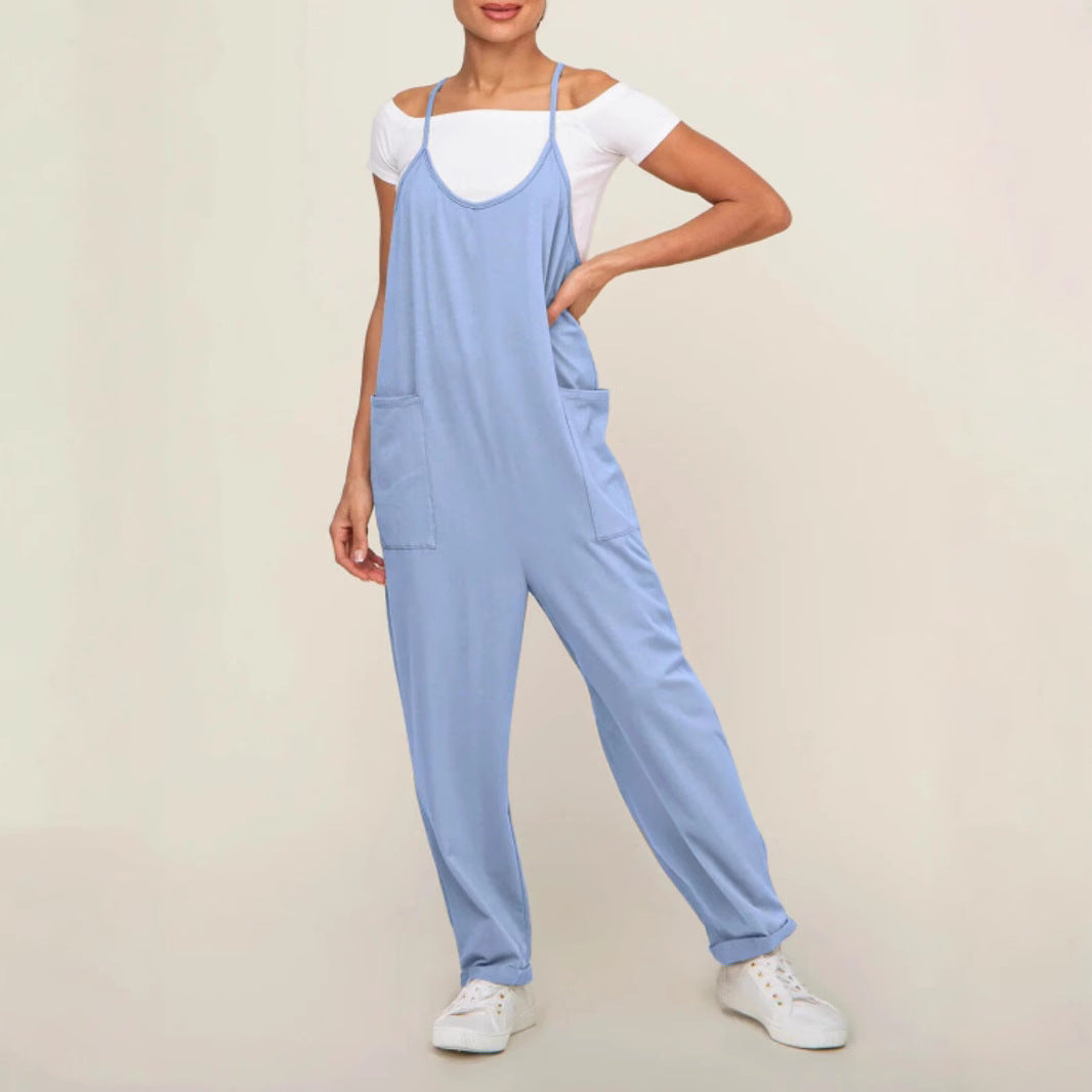 Women's Pocket Sling Adjustable Buckle Jumpsuit