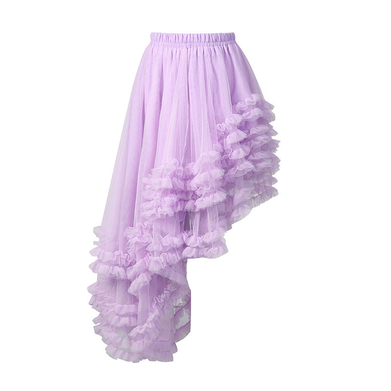 Women's Fashion Mesh Ruffled Irregular Skirt