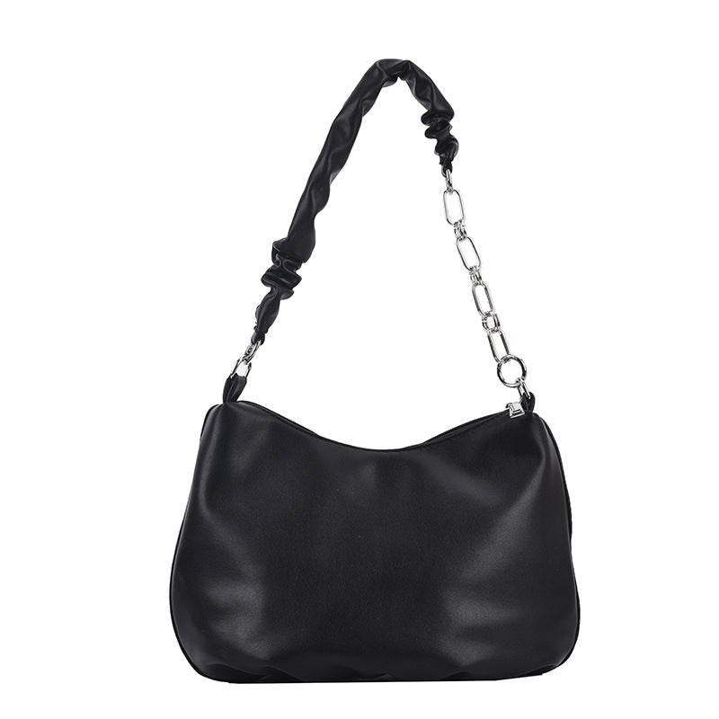 Soft Leather Pearl Chain Small Bag, Shoulder And Armpit Bag