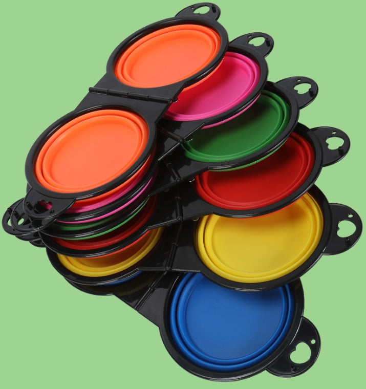 Silicone Portable Outdoor Pet Folding Out Feeder One Dog Bowl