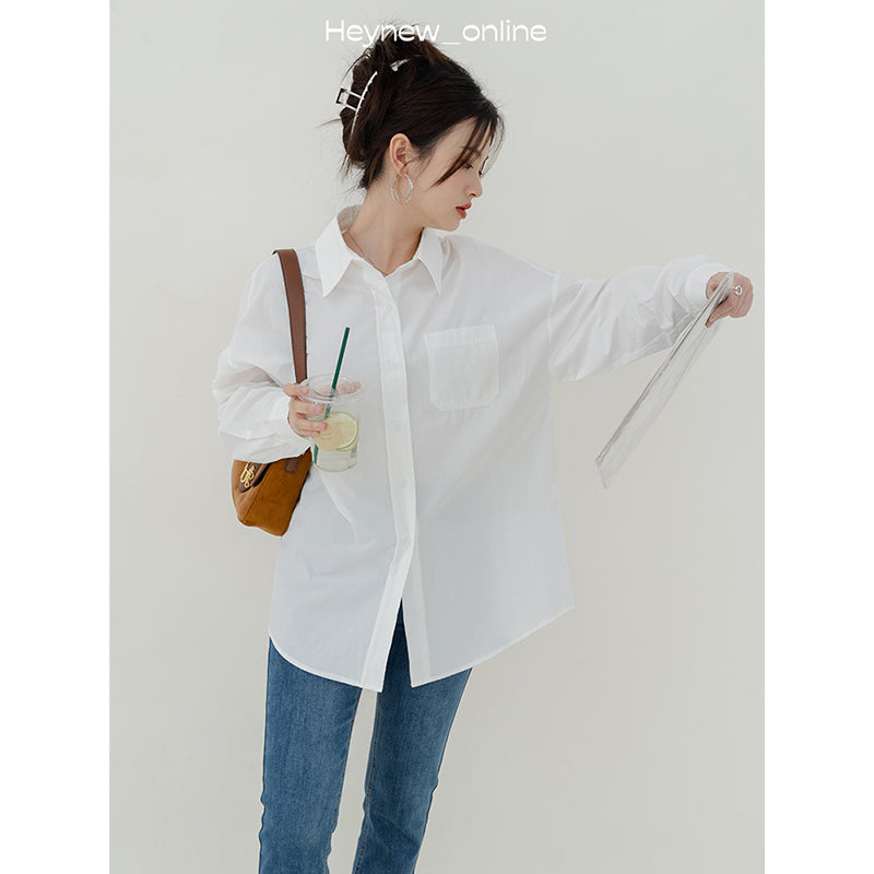 Solid Color Shirt For Women Casual Fashion All-matching