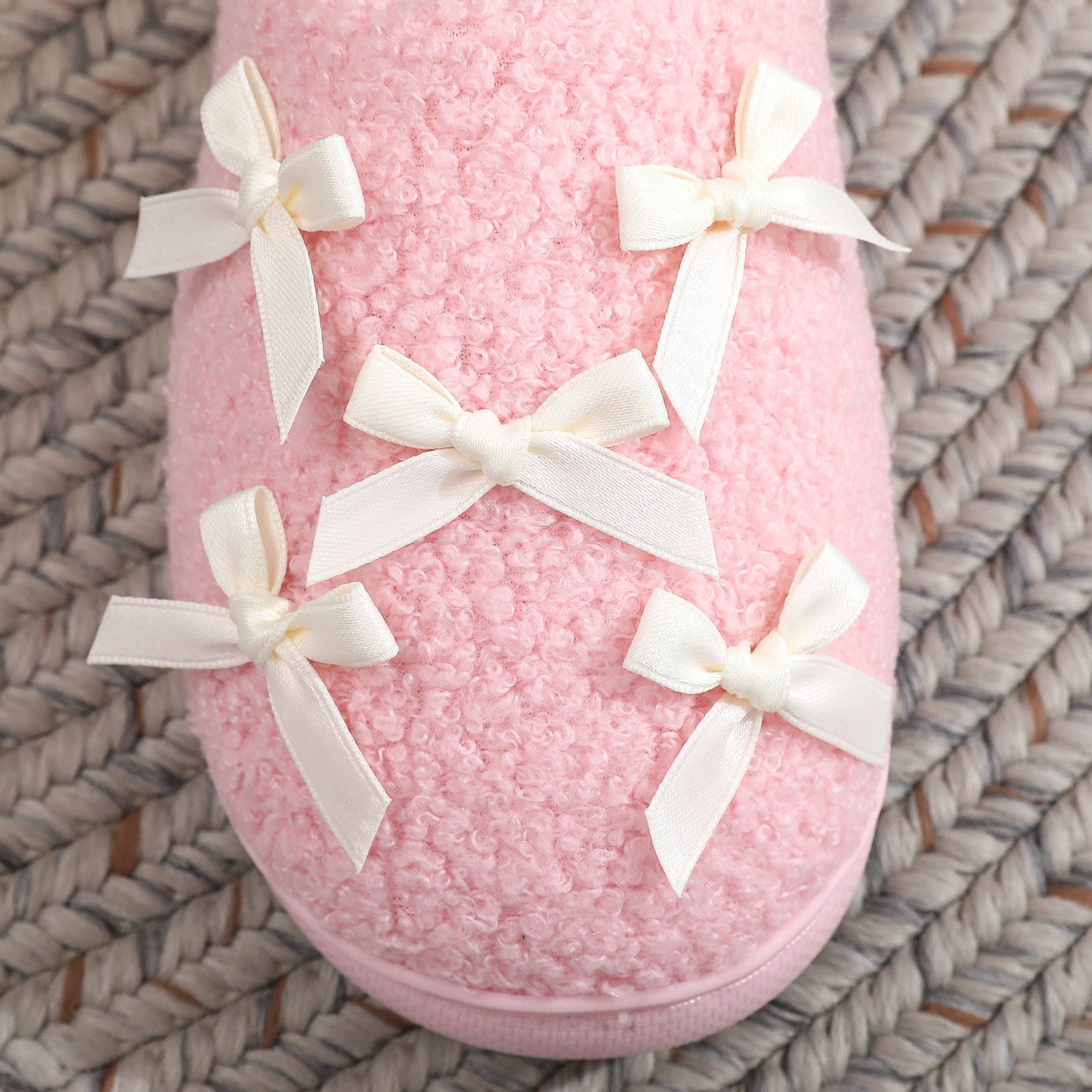 Korean Style Bow Cotton Slippers Women's Cute Warm