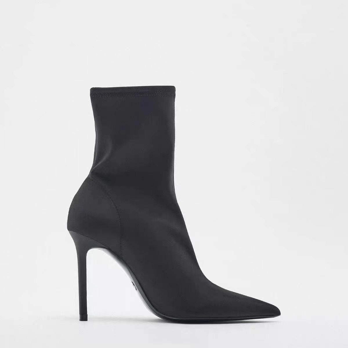Women's Black High Elastic Pointed Stiletto Heel Ankle Boots