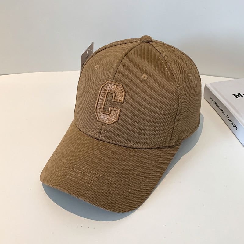 Embroidery C Letters Show Face Small Duck Tongue Cap