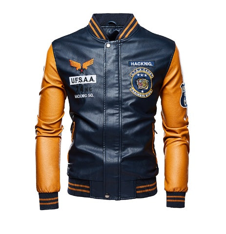 Herre Plus Fleece Cropped Læderjakke Baseballuniform