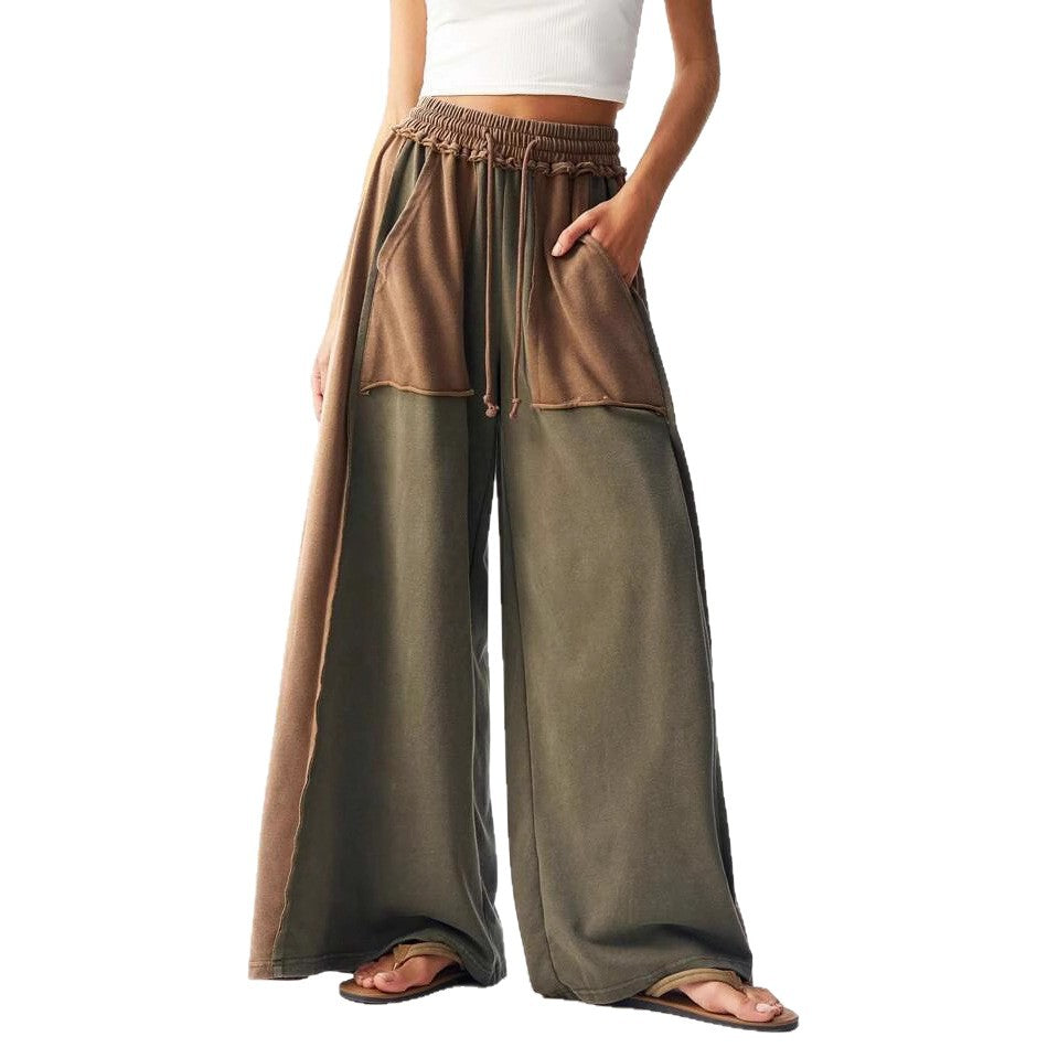 Cotton Casual Loose Japanese Style Retro Minority Splicing Design Casual Pants