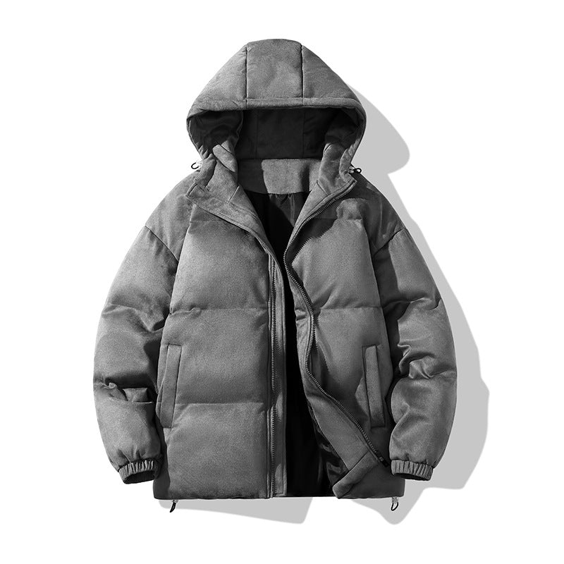 Winter New Men's Suede Hooded Cotton-padded Coat Loose