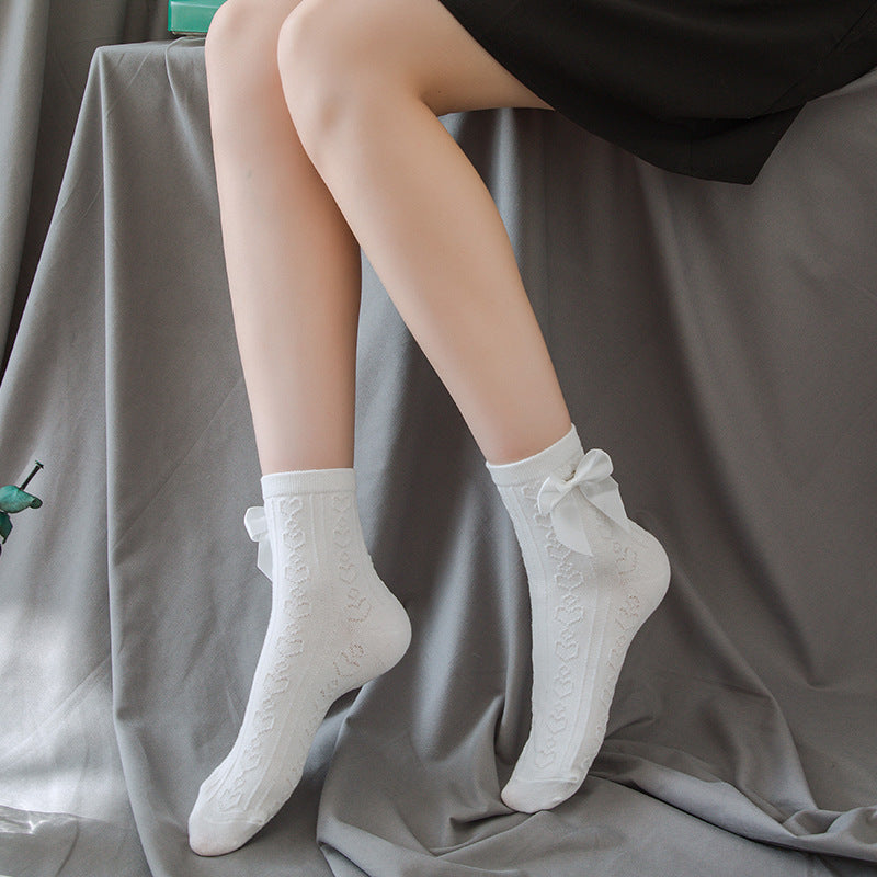 White Lolita Lace Socks Women's Mid Tube Cotton