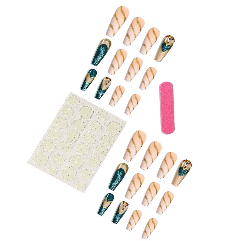 Grøn Blomstrende Kærlighed Tip Manicure Negleplaster