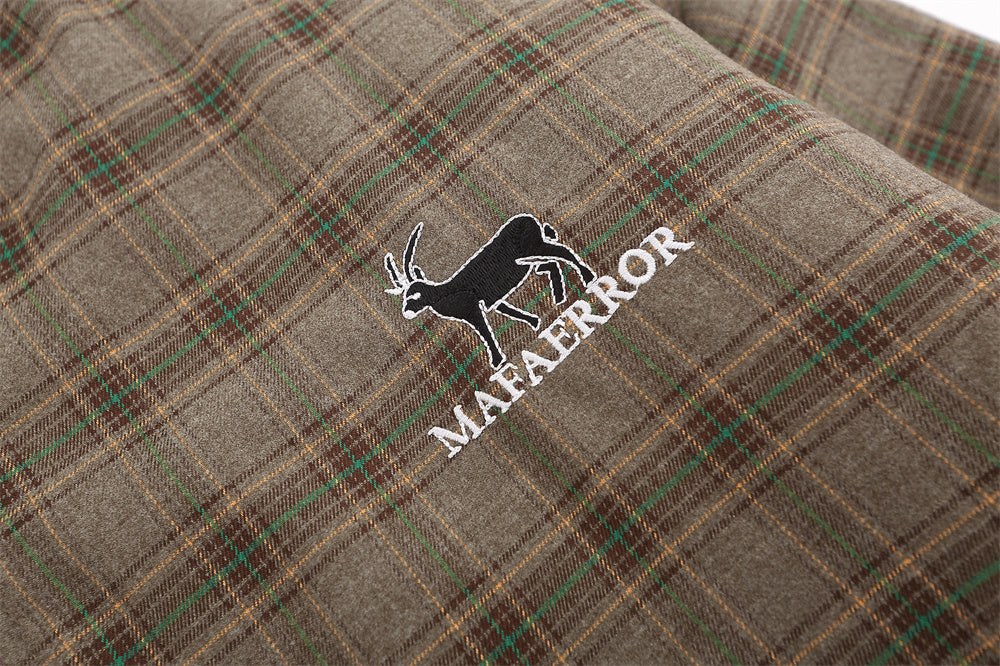 American Retro Plaid Baseball Stand Collar Coat Cotton-padded Jacket