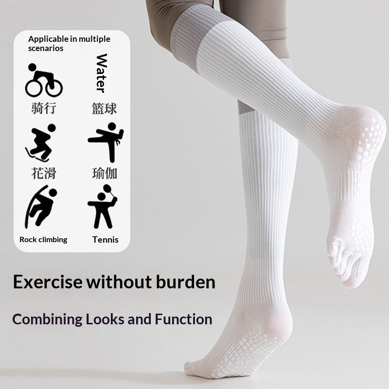 Womens Calf-length Fitness Socks For Running Muscle-support Compression Long Yoga Socks