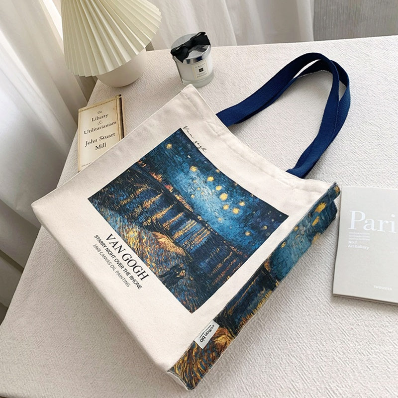 Van Gogh Museum Starry Sky On The Rhona River Zip Canvas Bag