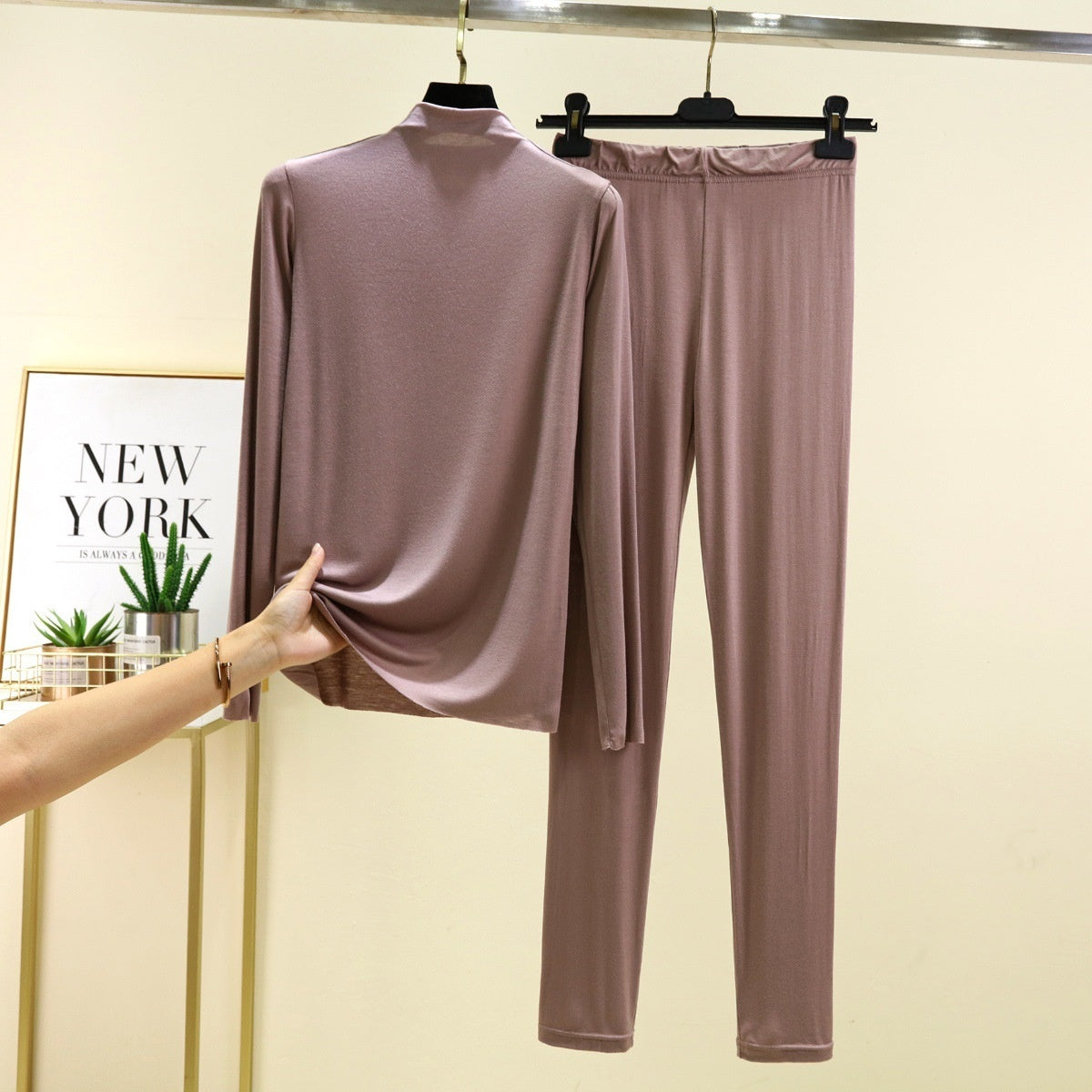 Long Sleeve Modal Semi-high Neck Base Set