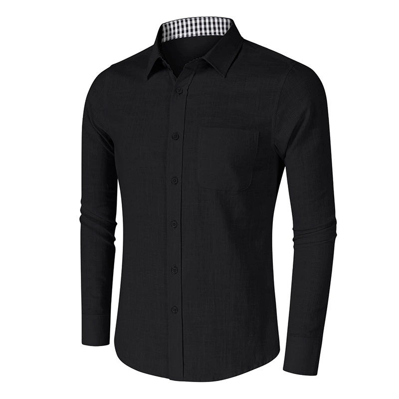 Men's Plaid Linen Shirt Long Sleeve Clothes