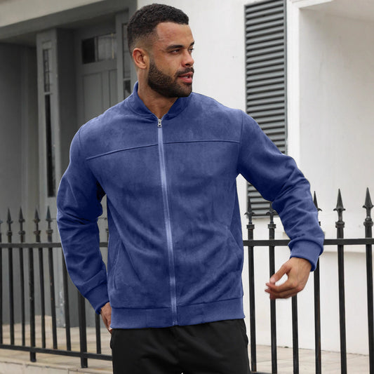 Men's Suede Flight Jacket Solid Color