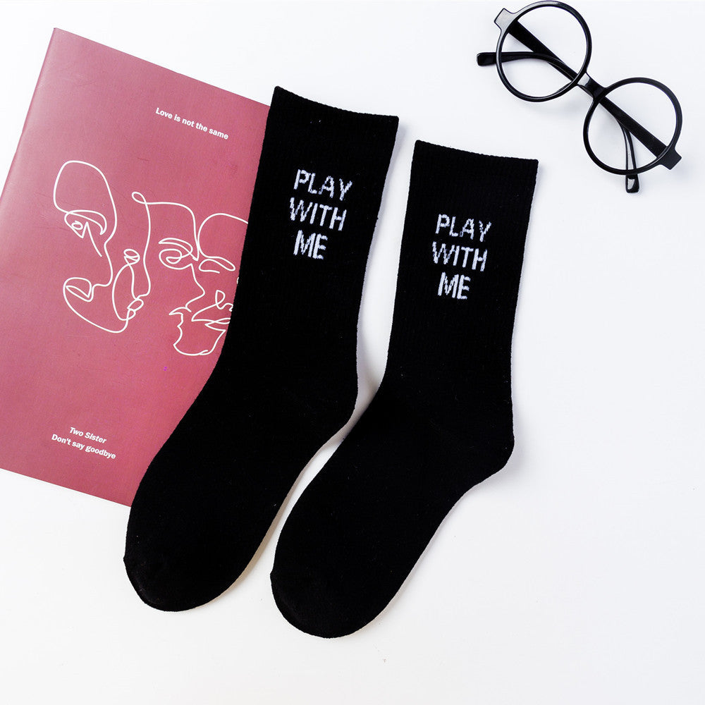 Macaron-colored Trendy Fashion Letter Mid-calf Socks