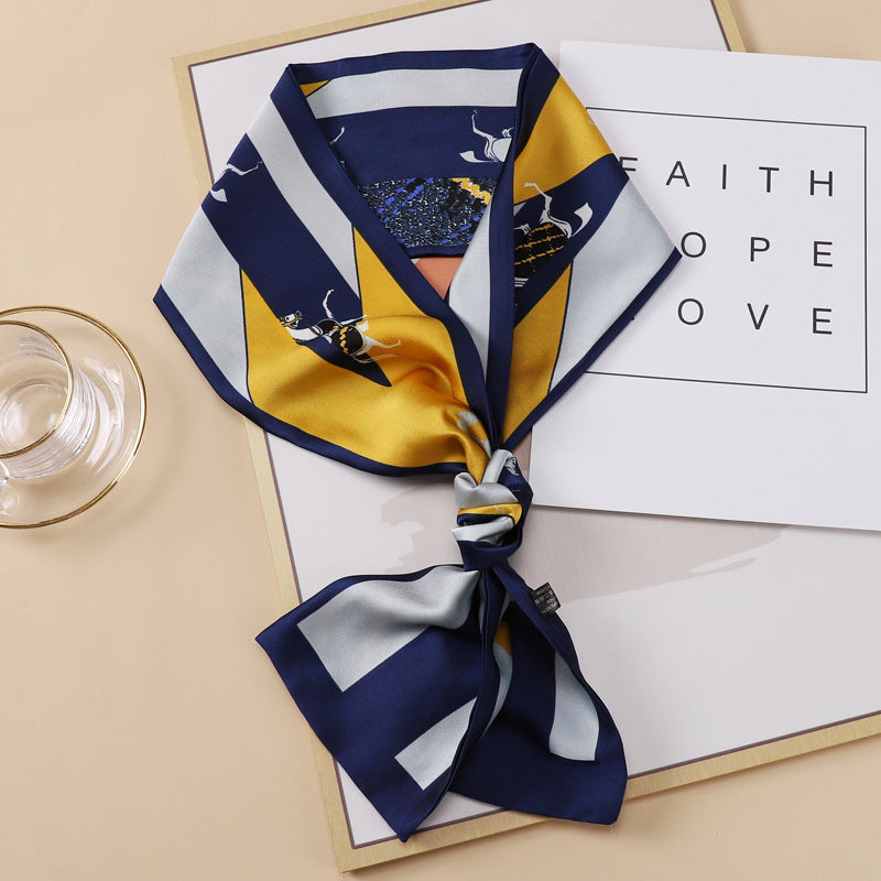 Small Silk Scarf Thin And Long Hair Binding Double Layer