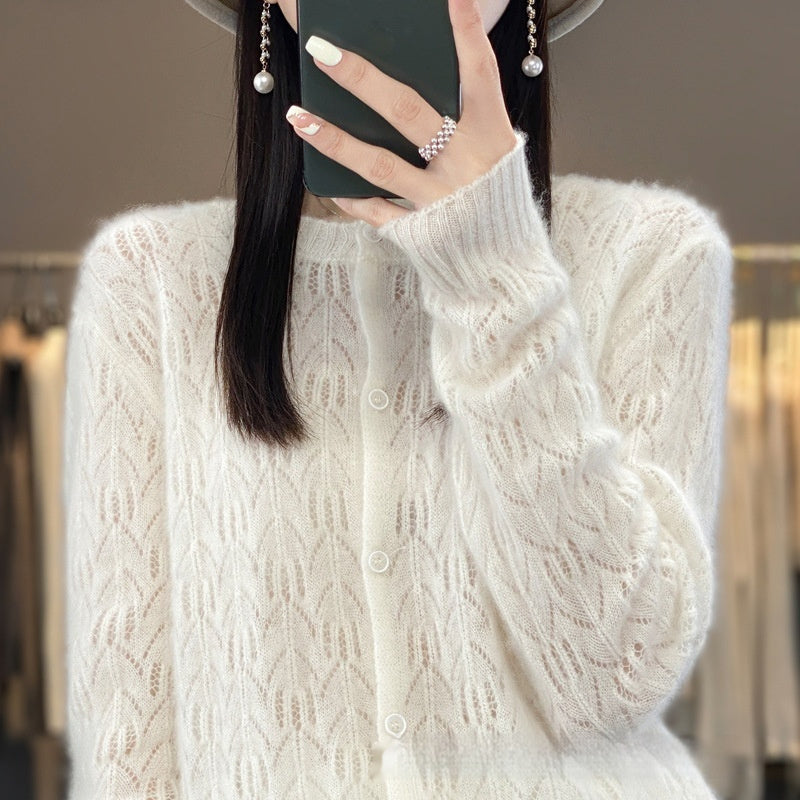 Slimming Round Neck Sweater Coat Women's Top