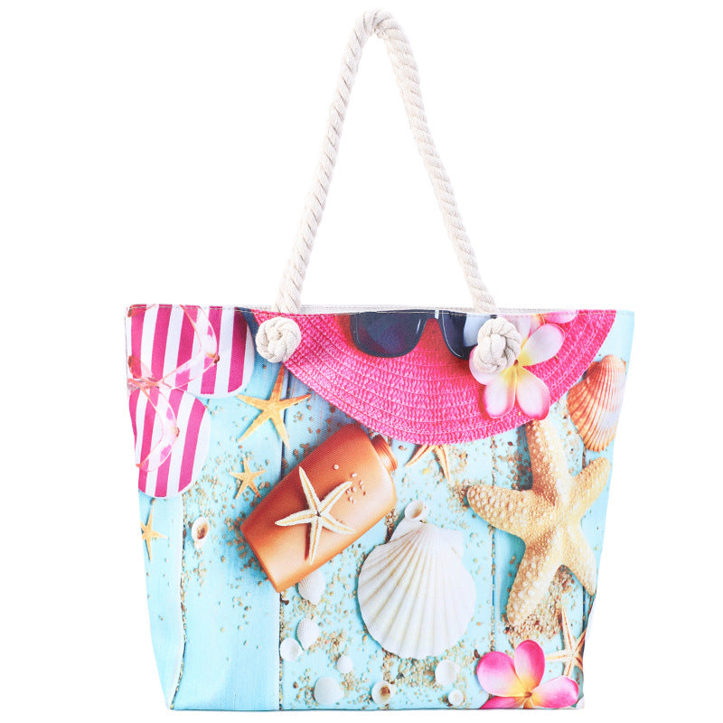 Printed Women's Beach Bag Large Capacity Handbag