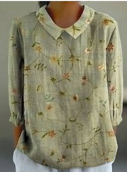 Loose Printed Crew Neck Casual Plus Size Women's Shirt