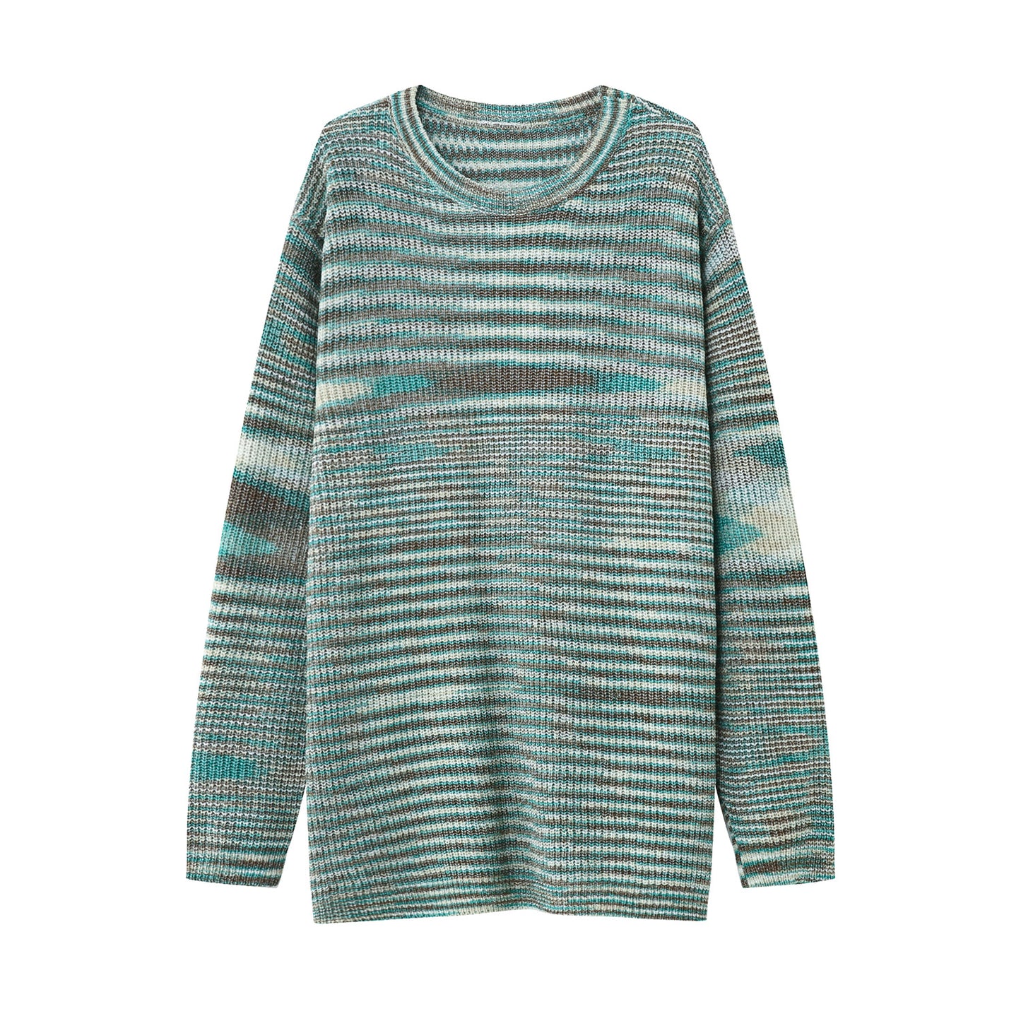 Men's Long Sleeve Pullover Base Knitted Bandage Dress Striped Sweater