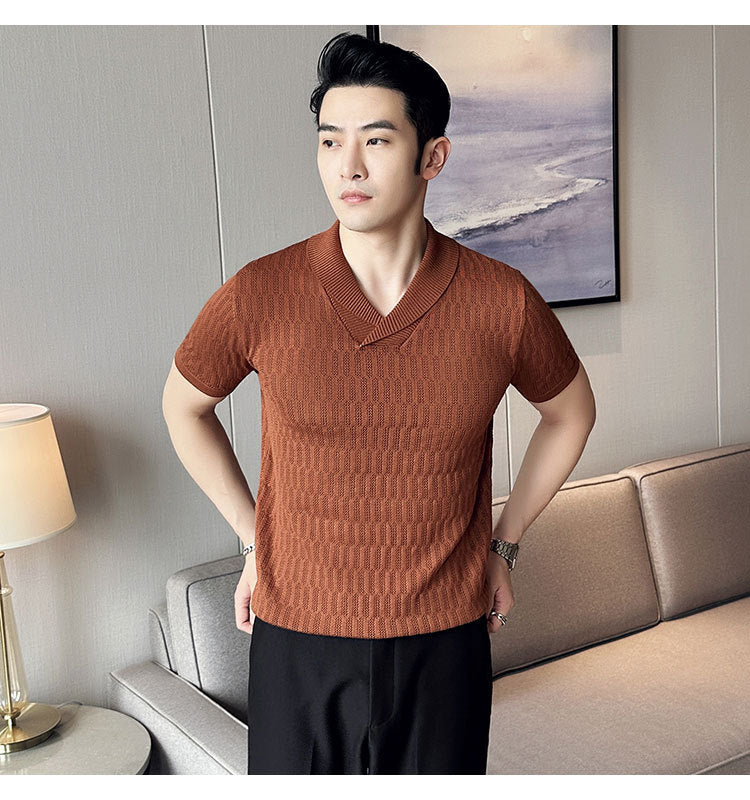 Hollow Lapel Pullover Short-sleeved Clothes