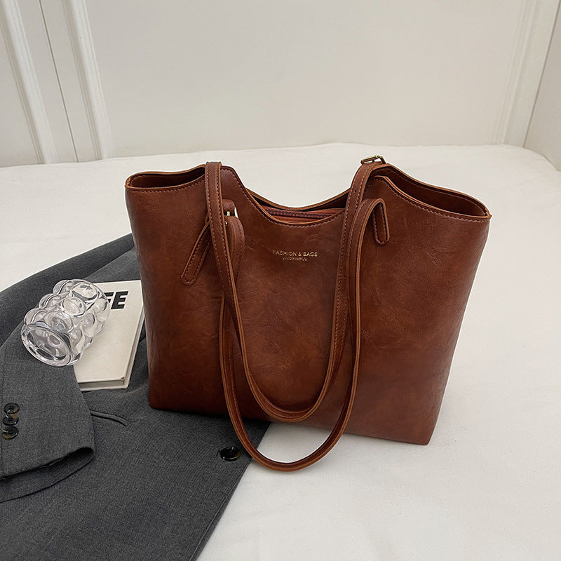 Simple And Versatile Textured Tote Bag For Women