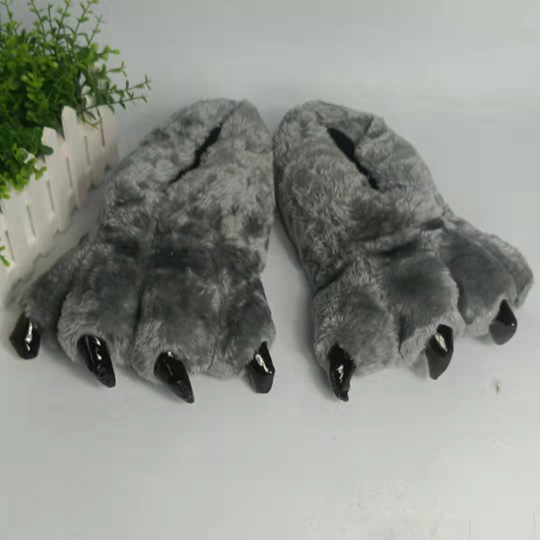 Dinosaur Paw Cotton Slippers Cartoon Couple Bag Heel Warm Shoes
