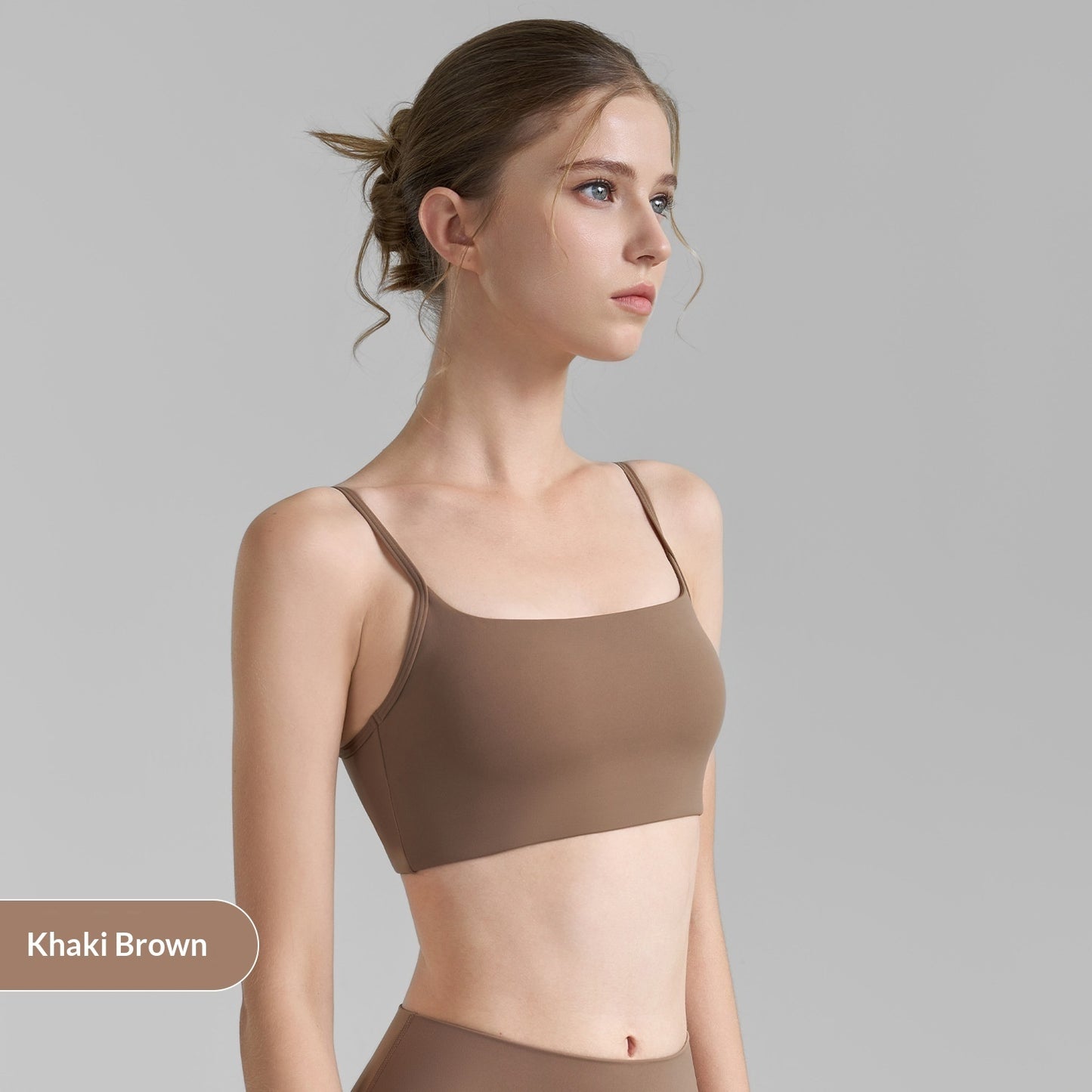 Double Strap Semi-fixed Cup Sports Bra U-shaped Back Fitness Vest